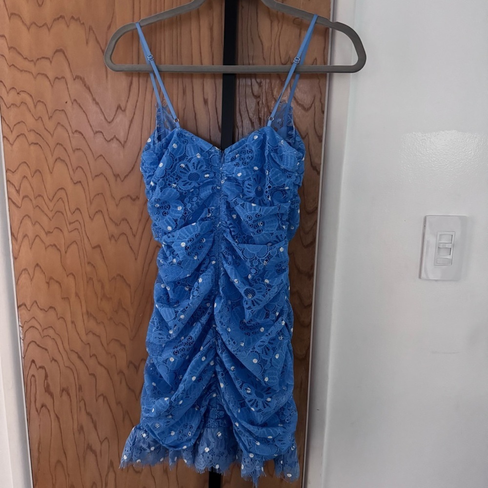 For Love And Lemons Samira Blue Lace Mini Dress size medium NWT - Picture 7 of 9